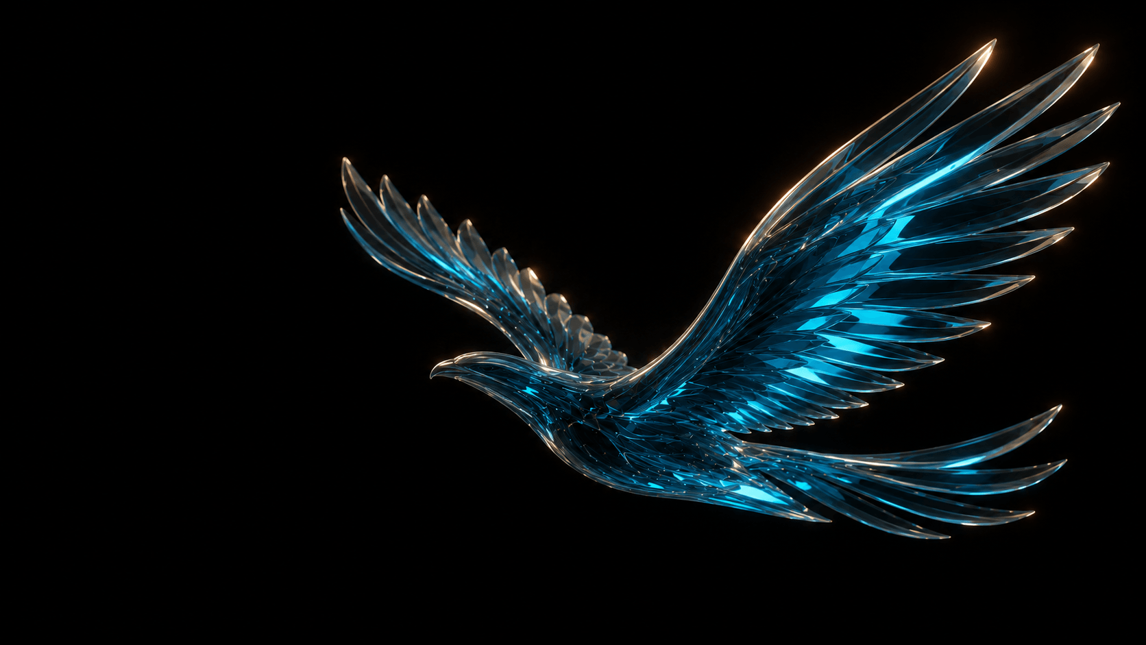 Crystalline bird in flight representing a launch decision